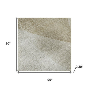 HomeRoots 8' Beige and Ivory Abstract Round Rug – Stylish, Washable, UV-Protected, Perfect for High-Traffic Areas 716680