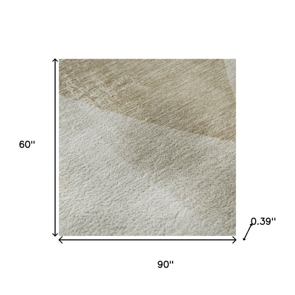 HomeRoots 8' Beige and Ivory Abstract Round Rug – Stylish, Washable, UV-Protected, Perfect for High-Traffic Areas 716680