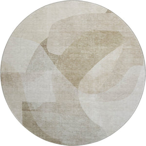 HomeRoots 8' X 10' Beige and Ivory Abstract Area Rug - Washable, UV Protected, Stain-Resistant for Modern Homes 716681