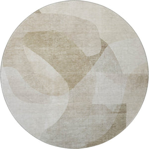 HomeRoots 8' X 10' Beige and Ivory Abstract Area Rug - Washable, UV Protected, Stain-Resistant for Modern Homes 716681