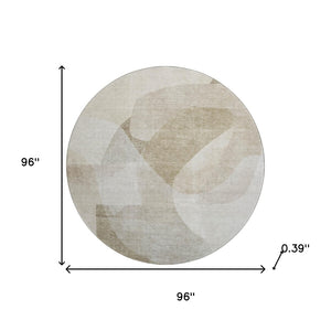 HomeRoots 8' X 10' Beige and Ivory Abstract Area Rug - Washable, UV Protected, Stain-Resistant for Modern Homes 716681