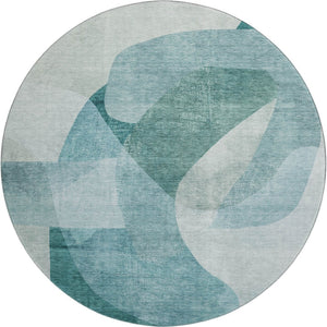 HomeRoots 8' X 10' Teal & Aqua Abstract Washable Area Rug - UV Protected, Durable, Ideal for Busy Homes! 716687