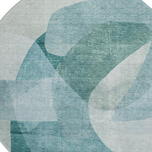 HomeRoots 8' X 10' Teal & Aqua Abstract Washable Area Rug - UV Protected, Durable, Ideal for Busy Homes! 716687