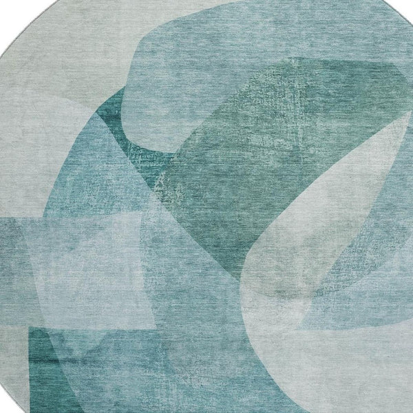HomeRoots 8' X 10' Teal & Aqua Abstract Washable Area Rug - UV Protected, Durable, Ideal for Busy Homes! 716687