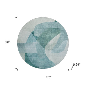HomeRoots 8' X 10' Teal & Aqua Abstract Washable Area Rug - UV Protected, Durable, Ideal for Busy Homes! 716687