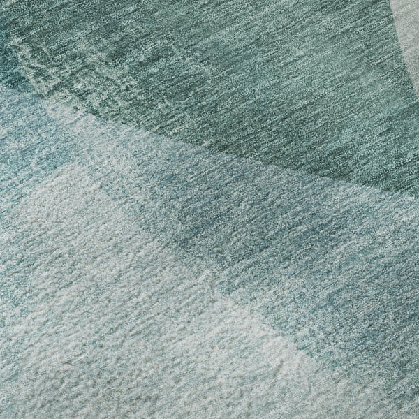 HomeRoots 9' X 12' Teal & Pale Aqua Abstract Area Rug - Washable, UV-Protected, Stain Resistant for Active Homes 716688