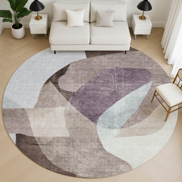 HomeRoots 8' X 10' Stylish Brown and Ivory Abstract Area Rug - Washable, UV Protected, Durable for High-Traffic Rooms 716693