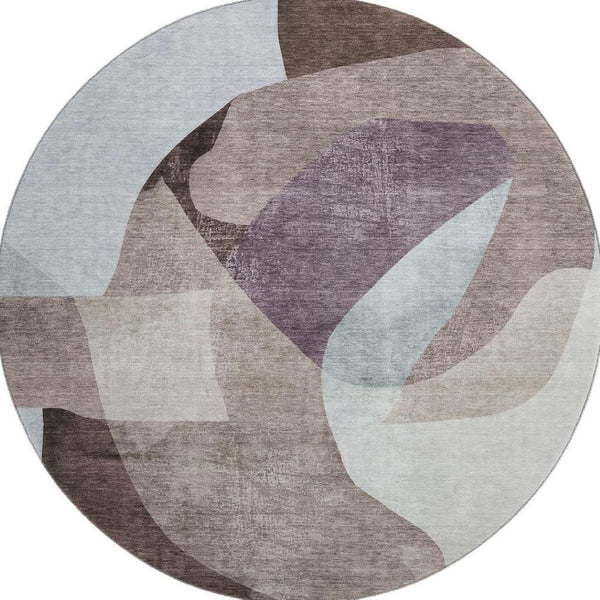 HomeRoots 8' X 10' Stylish Brown and Ivory Abstract Area Rug - Washable, UV Protected, Durable for High-Traffic Rooms 716693