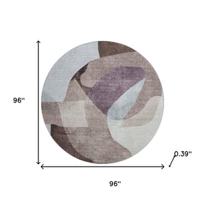 HomeRoots 8' X 10' Stylish Brown and Ivory Abstract Area Rug - Washable, UV Protected, Durable for High-Traffic Rooms 716693