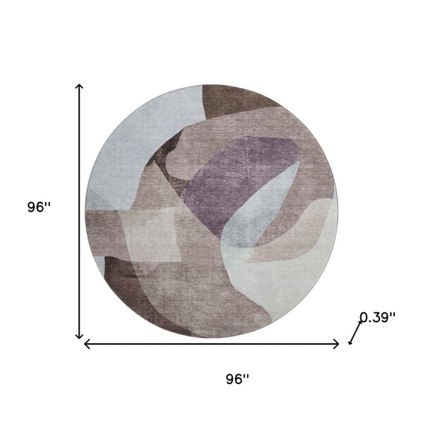 HomeRoots 8' X 10' Stylish Brown and Ivory Abstract Area Rug - Washable, UV Protected, Durable for High-Traffic Rooms 716693