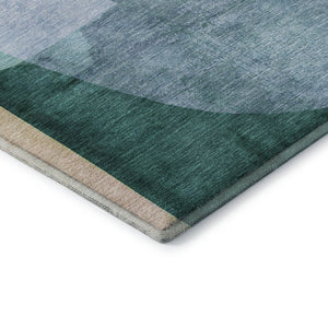 HomeRoots 8' Vibrant Green and Teal Abstract Round Rug – Washable, UV Protected, Stain Resistant & Non-Slip! 716698