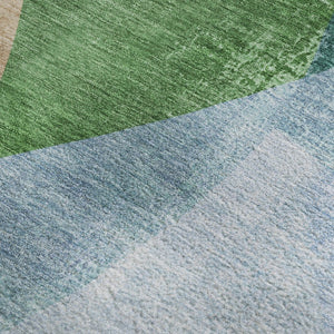 HomeRoots 9' X 12' Green and Teal Abstract Washable Area Rug – Stylish, Stain-Resistant, UV-Protected Design! 716700