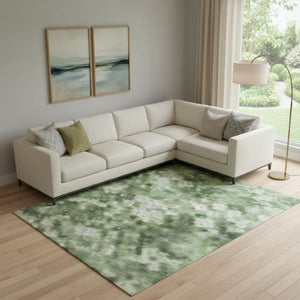 HomeRoots 9' X 12' Green and Teal Abstract Washable Area Rug – Stylish, Stain-Resistant, UV-Protected Design! 716700
