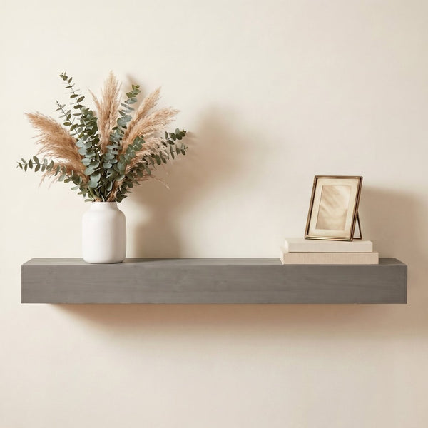 English Elm 60'' Solid Fir Wood Fireplace Mantel Floating Shelf for Farmhouse Living Room Decor Grey W2640P386631