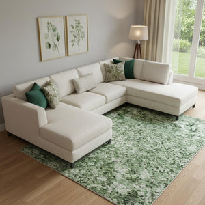 HomeRoots 10' X 14' Green and Teal Abstract Area Rug – Stylish, Washable, UV-Protected & Stain-Resistant Design! 716701