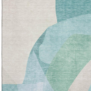 HomeRoots 5' X 8' Abstract Pale Aqua Area Rug with UV Protection - Durable, Washable, Perfect for Busy Homes 716703