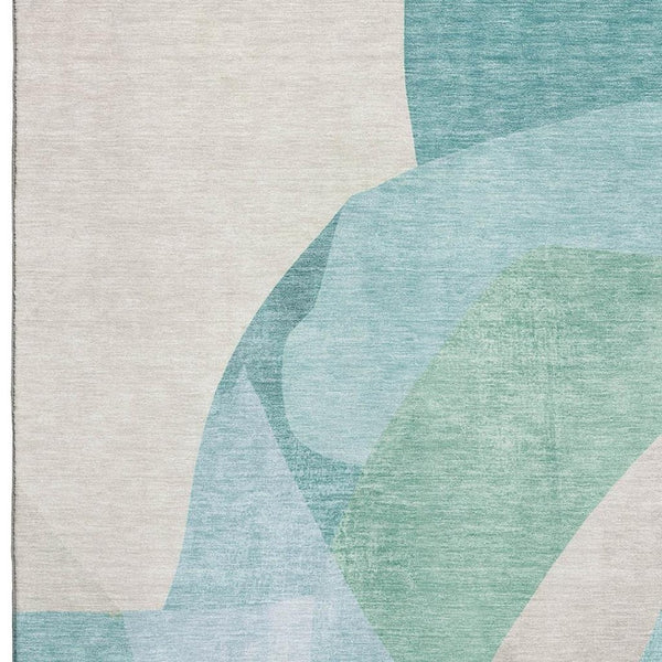 HomeRoots 5' X 8' Abstract Pale Aqua Area Rug with UV Protection - Durable, Washable, Perfect for Busy Homes 716703