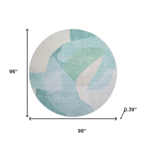 HomeRoots 8' X 10' Stylish Pale Aqua & Beige Abstract Washable Area Rug – UV Protected, Pet-Friendly Design! 716705