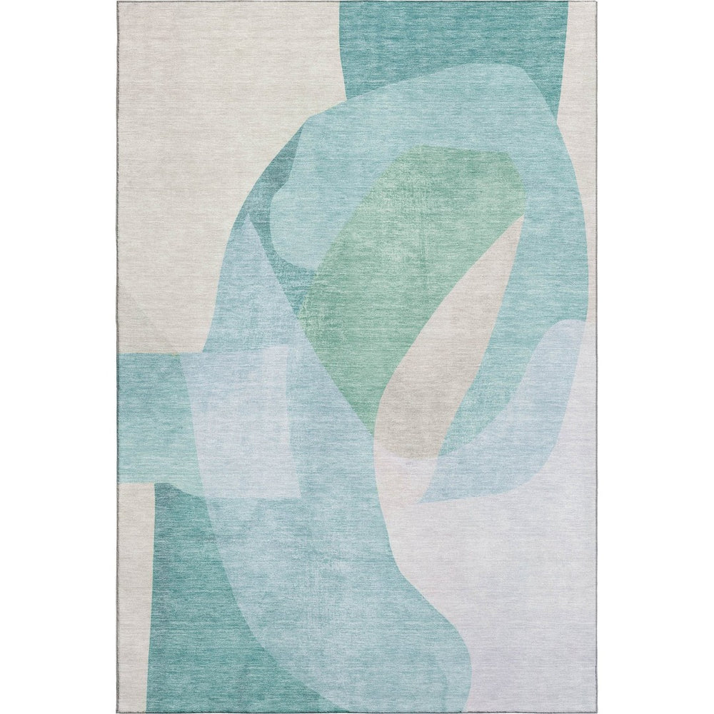 HomeRoots 10' X 14' Pale Aqua & Beige Abstract Area Rug – Durable, Washable, UV Protected for Busy Homes! 716707