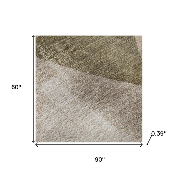 HomeRoots 8' Taupe and Beige Abstract Round Rug - Washable, UV Protected, Durable for Homes with Kids & Pets 716710