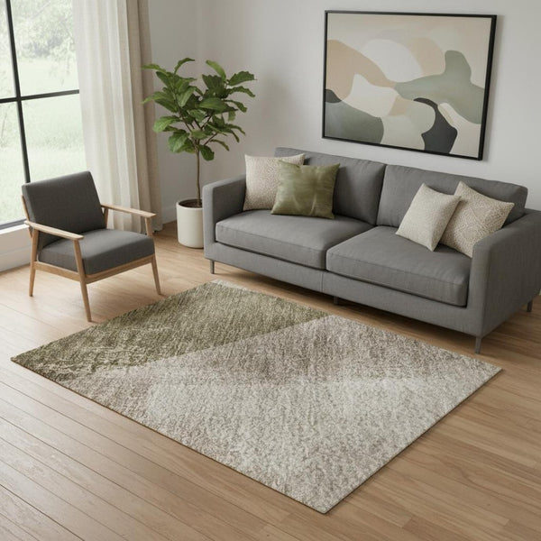 HomeRoots 8' Taupe and Beige Abstract Round Rug - Washable, UV Protected, Durable for Homes with Kids & Pets 716710