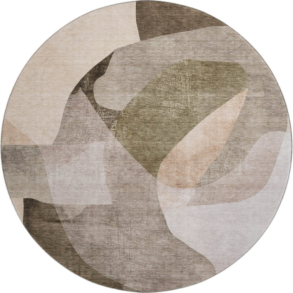 HomeRoots 8' X 10' Washable Taupe and Beige Abstract Area Rug with UV Protection – Durable, Stylish, Easy-Care Comfort 716711