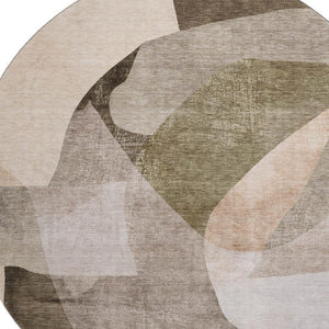 HomeRoots 8' X 10' Washable Taupe and Beige Abstract Area Rug with UV Protection – Durable, Stylish, Easy-Care Comfort 716711