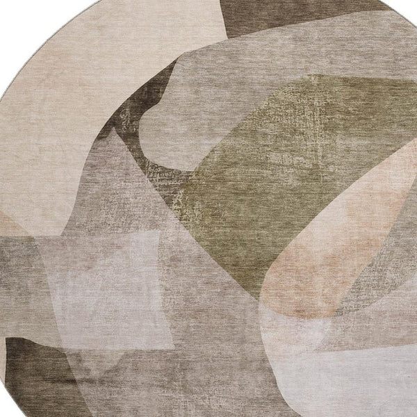 HomeRoots 8' X 10' Washable Taupe and Beige Abstract Area Rug with UV Protection – Durable, Stylish, Easy-Care Comfort 716711