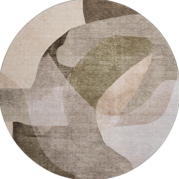 HomeRoots 8' X 10' Washable Taupe and Beige Abstract Area Rug with UV Protection – Durable, Stylish, Easy-Care Comfort 716711
