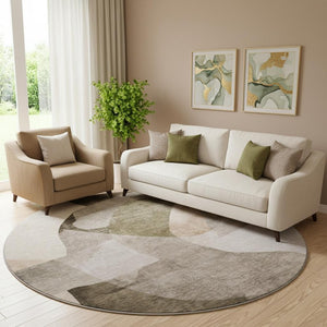 HomeRoots 8' X 10' Washable Taupe and Beige Abstract Area Rug with UV Protection – Durable, Stylish, Easy-Care Comfort 716711