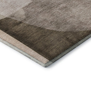 HomeRoots 9' X 12' Taupe And Beige Modern Abstract Washable Area Rug With UV Protection for Active Homes 716712