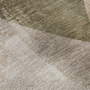 HomeRoots 9' X 12' Taupe And Beige Modern Abstract Washable Area Rug With UV Protection for Active Homes 716712