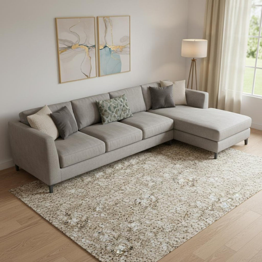 HomeRoots 9' X 12' Taupe And Beige Modern Abstract Washable Area Rug With UV Protection for Active Homes 716712