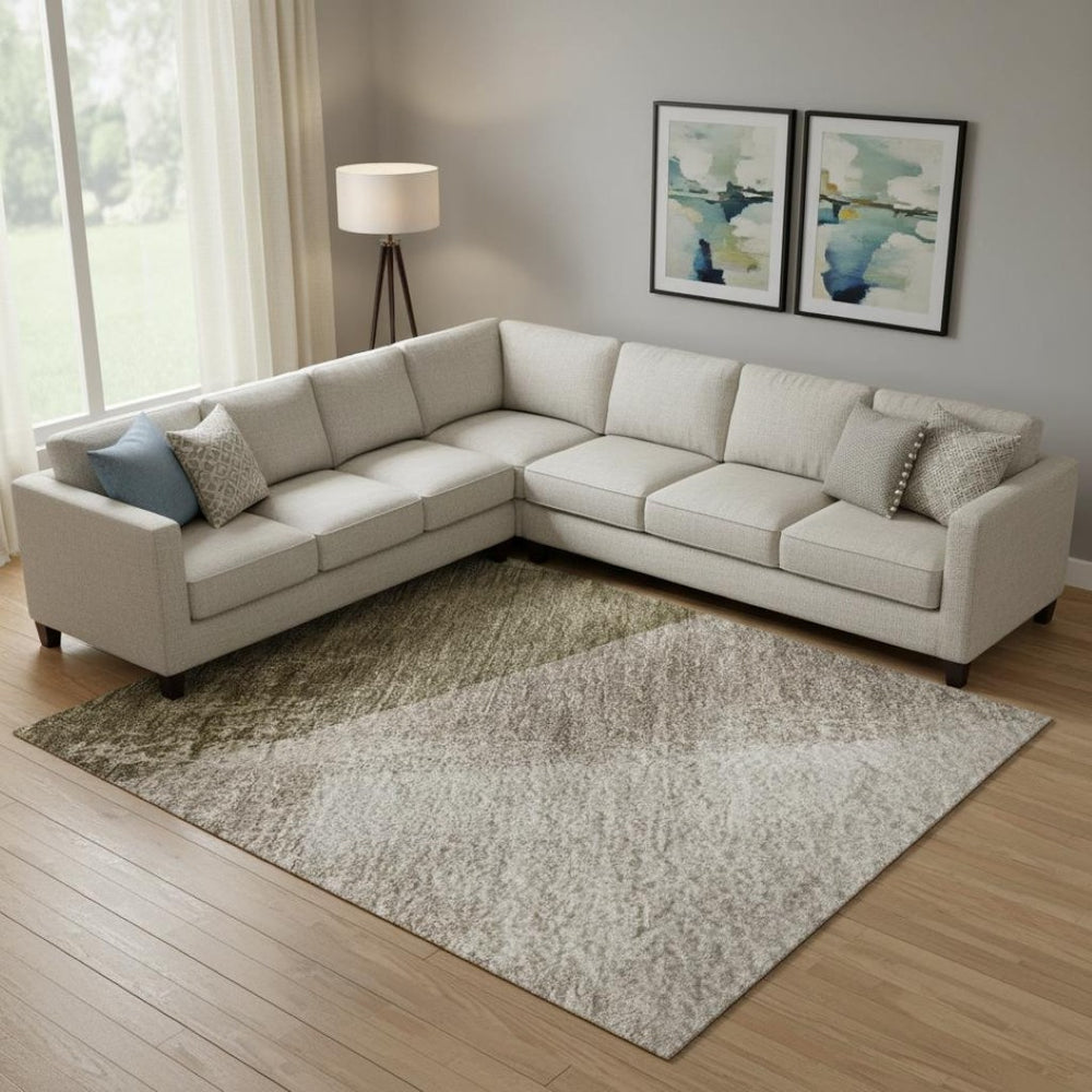HomeRoots 10' X 14' Abstract Taupe & Beige Washable Area Rug - Durable, Stain-Resistant, UV Protected Comfort 716713