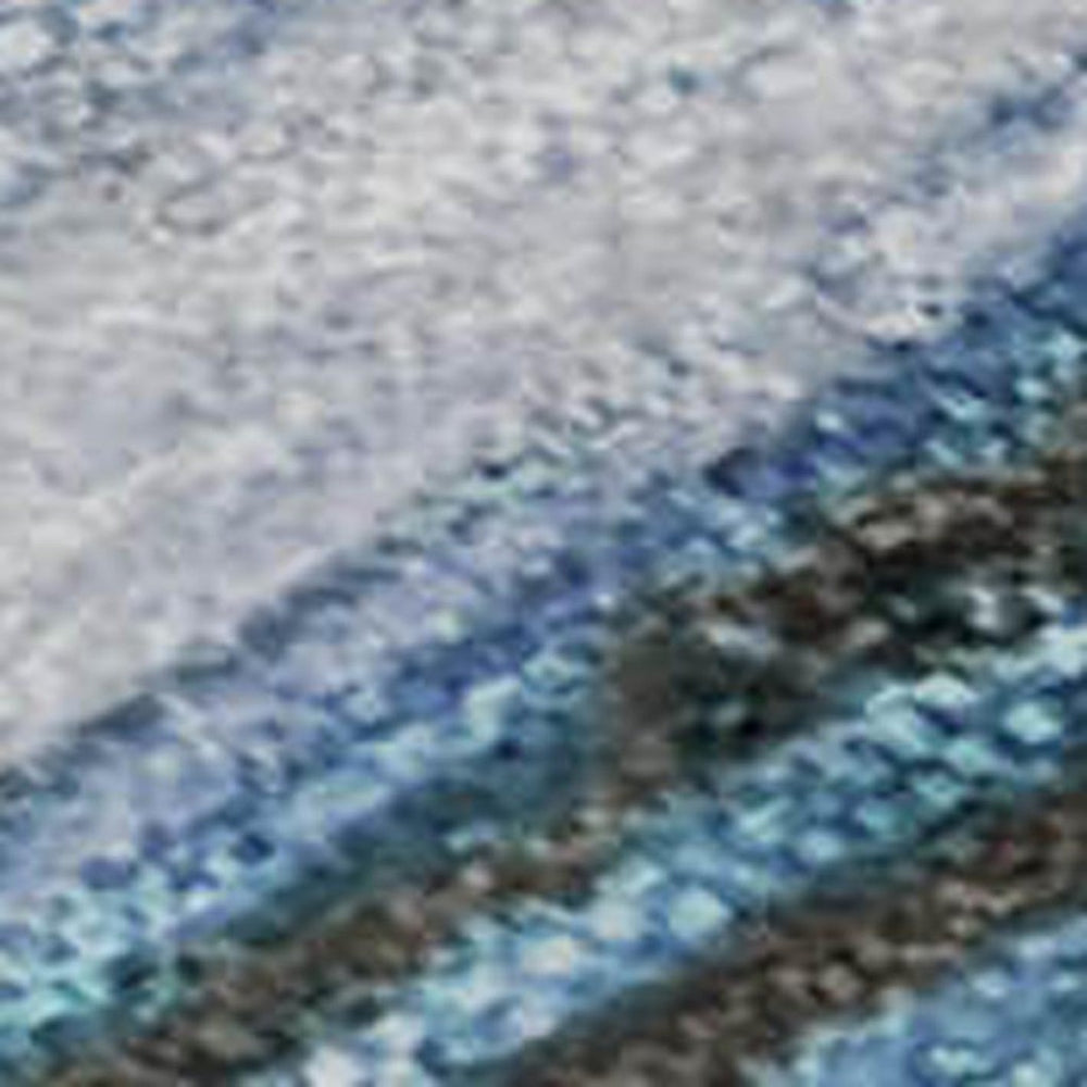 HomeRoots 10' Blue and Charcoal Abstract Washable Area Rug – UV Protected, Durable, Modern Decor for Homes! 716719
