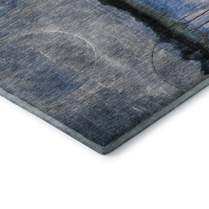HomeRoots 10' Blue and Charcoal Abstract Washable Area Rug – UV Protected, Durable, Modern Decor for Homes! 716719