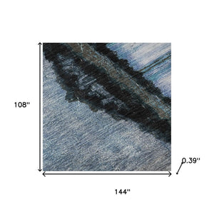 HomeRoots 10' Blue and Charcoal Abstract Washable Area Rug – UV Protected, Durable, Modern Decor for Homes! 716719