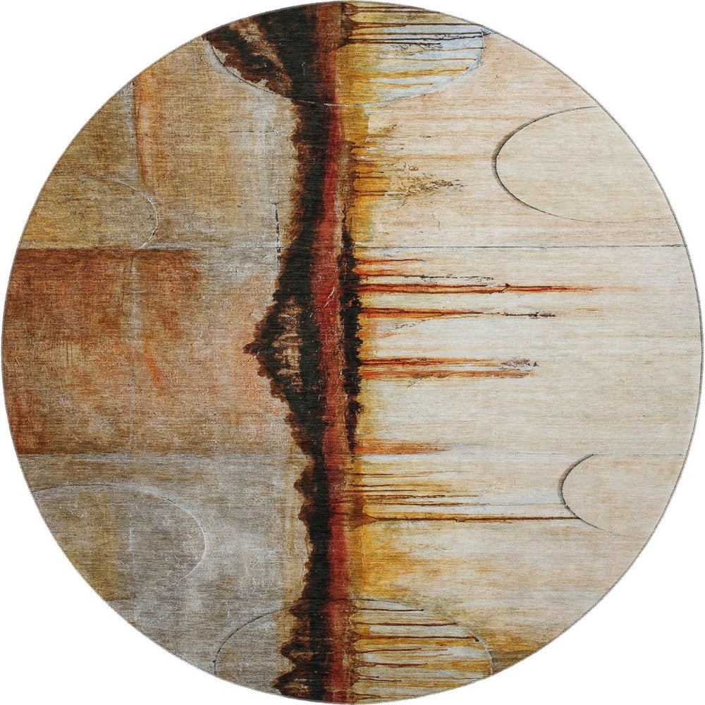HomeRoots 8' X 10' Washable Abstract Area Rug in Rust & Charcoal - UV Protected, Stain Resistant, Durable Design 716723
