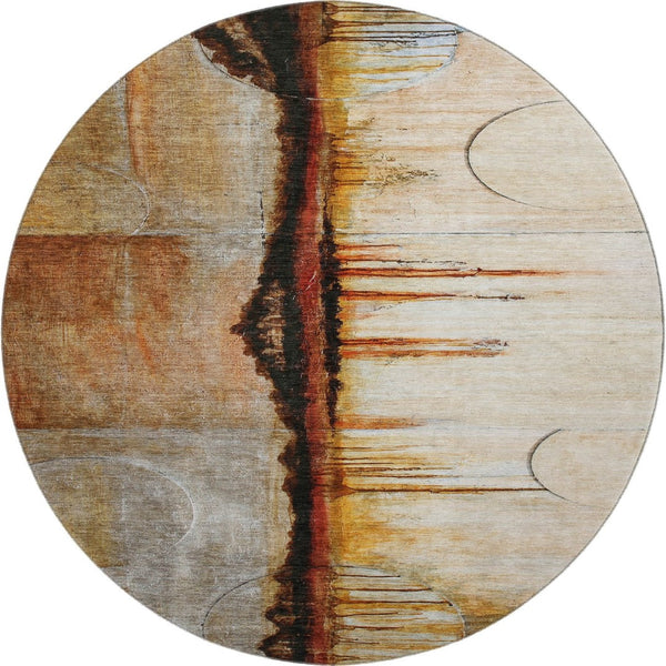 HomeRoots 8' X 10' Washable Abstract Area Rug in Rust & Charcoal - UV Protected, Stain Resistant, Durable Design 716723