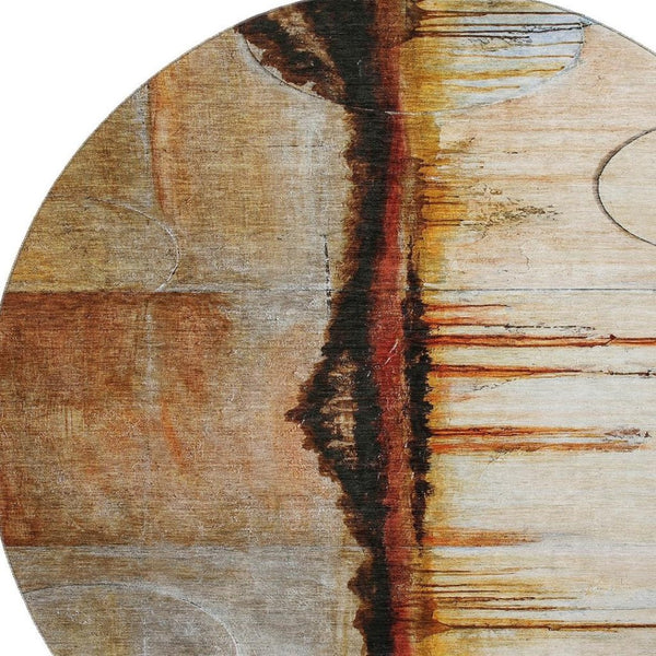 HomeRoots 8' X 10' Washable Abstract Area Rug in Rust & Charcoal - UV Protected, Stain Resistant, Durable Design 716723