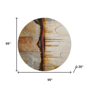 HomeRoots 8' X 10' Washable Abstract Area Rug in Rust & Charcoal - UV Protected, Stain Resistant, Durable Design 716723