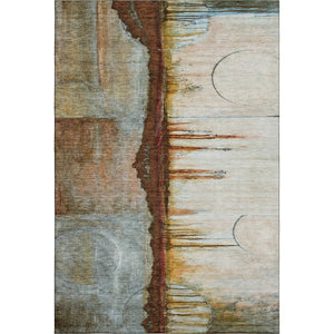HomeRoots 5' X 8' Stylish Rust and Beige Abstract Area Rug - Washable, Stain Resistant, UV Protected for Durability 716727