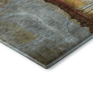 HomeRoots 5' X 8' Stylish Rust and Beige Abstract Area Rug - Washable, Stain Resistant, UV Protected for Durability 716727