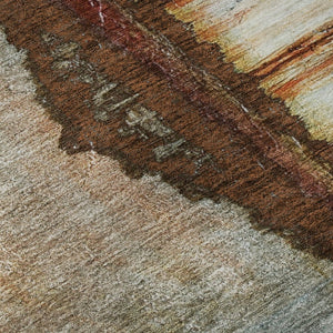 HomeRoots 5' X 8' Stylish Rust and Beige Abstract Area Rug - Washable, Stain Resistant, UV Protected for Durability 716727