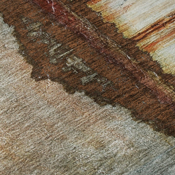 HomeRoots 5' X 8' Stylish Rust and Beige Abstract Area Rug - Washable, Stain Resistant, UV Protected for Durability 716727