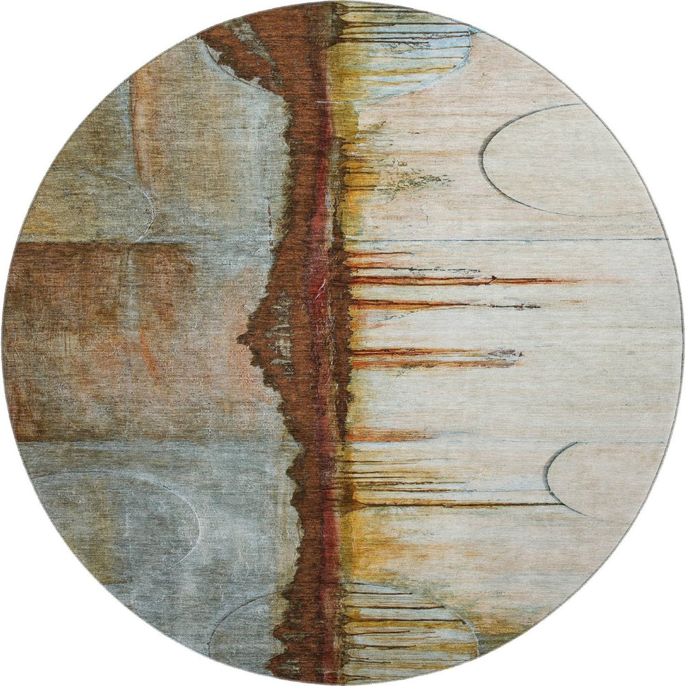 HomeRoots 8' X 10' Abstract Rust and Beige Washable Area Rug - Pet-Friendly, UV Protected, Easy Care Design 716729