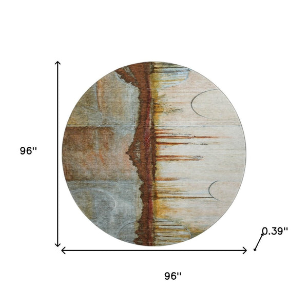 HomeRoots 8' X 10' Abstract Rust and Beige Washable Area Rug - Pet-Friendly, UV Protected, Easy Care Design 716729