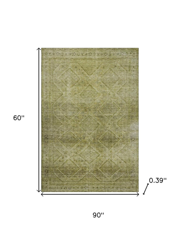 HomeRoots 8' Sage and Beige Geometric Round Rug – Washable, UV-Protected, Durable, Ideal for Busy Homes & Outdoor 716734