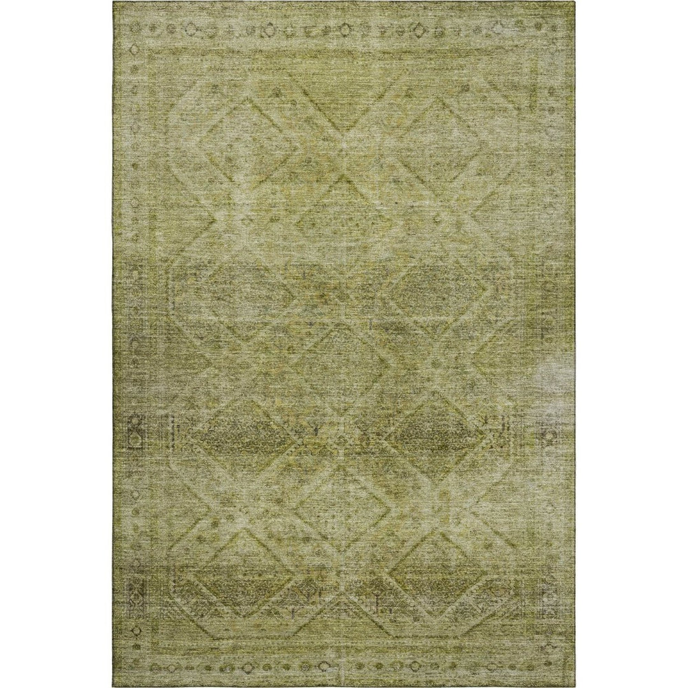 HomeRoots 9' X 12' Sage & Beige Geometric Area Rug - Washable, UV Protected, Perfect for Kids & Pets! 716736