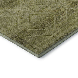 HomeRoots 9' X 12' Sage & Beige Geometric Area Rug - Washable, UV Protected, Perfect for Kids & Pets! 716736